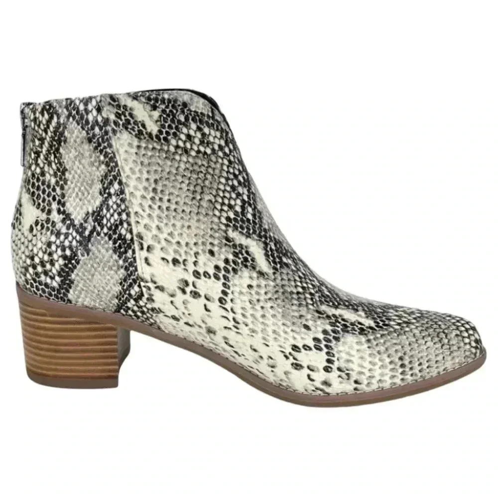 Aqua College Emily Leather Snake Print Waterproof Womens Booties Size 9M
